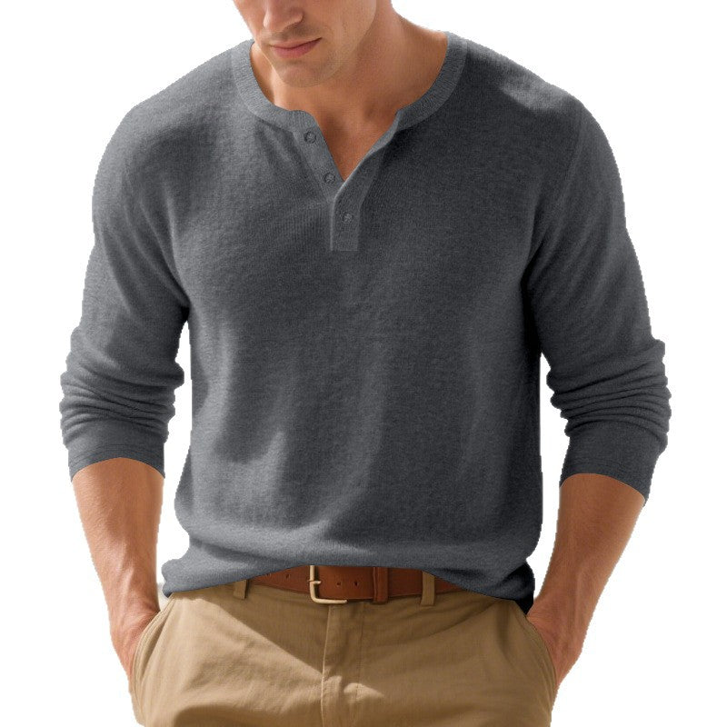 Men's long sleeve Henley T-shirt in high-quality cotton blend with trendy button details Lune London