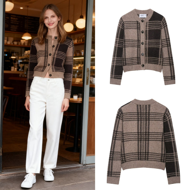 Ladies Lune London Checkered Knit Jacket