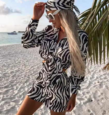 Women's Luxurious Printed Crop Top and Chic Shorts Set
