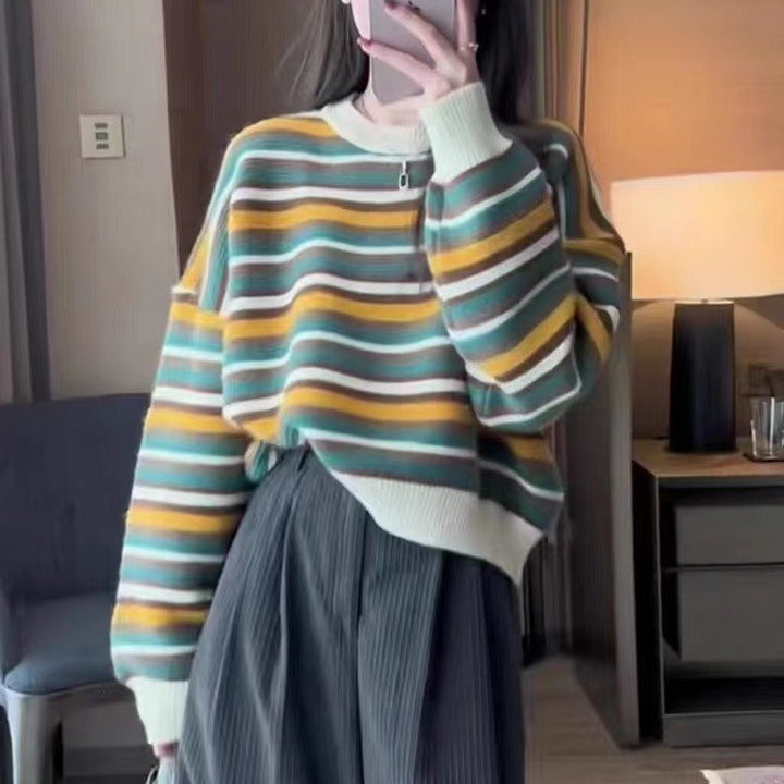 Striped knit sweater for women with a loose fit and modern details Lune London