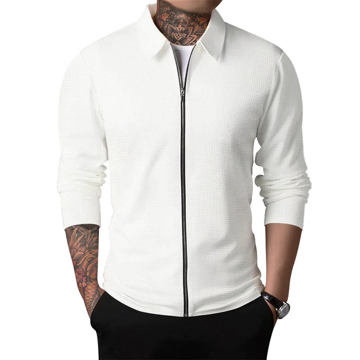 Casual zip sweatshirt for men with textured superior material Amarae