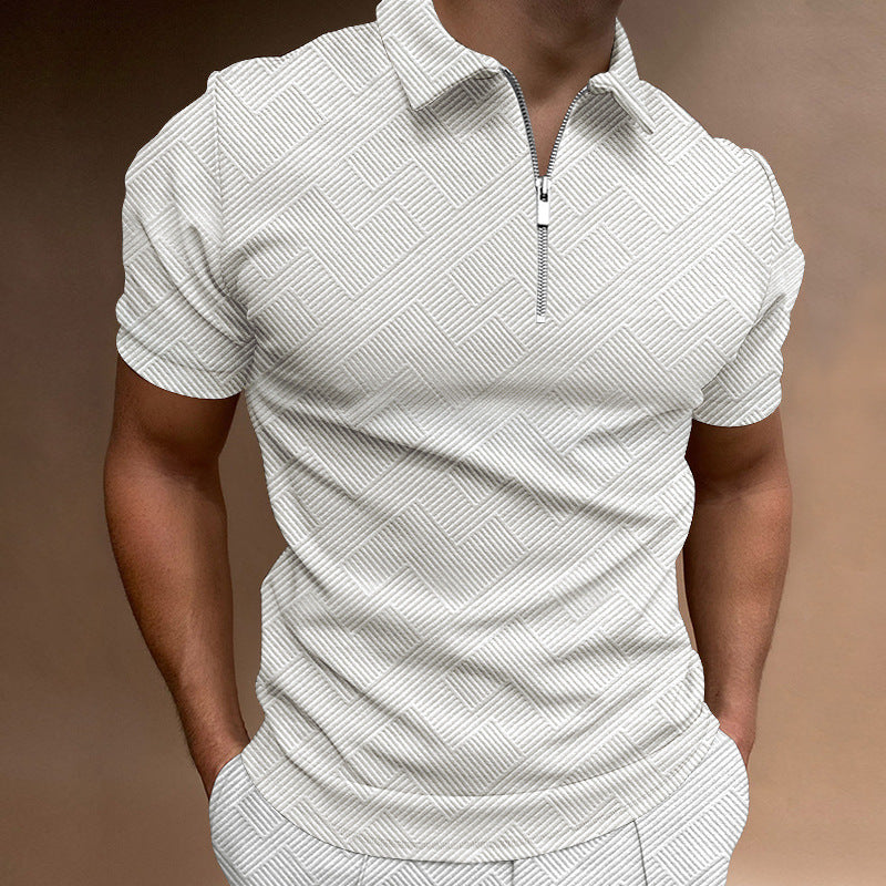 Men's Short Sleeve Polo with Structured Zip Amarae
