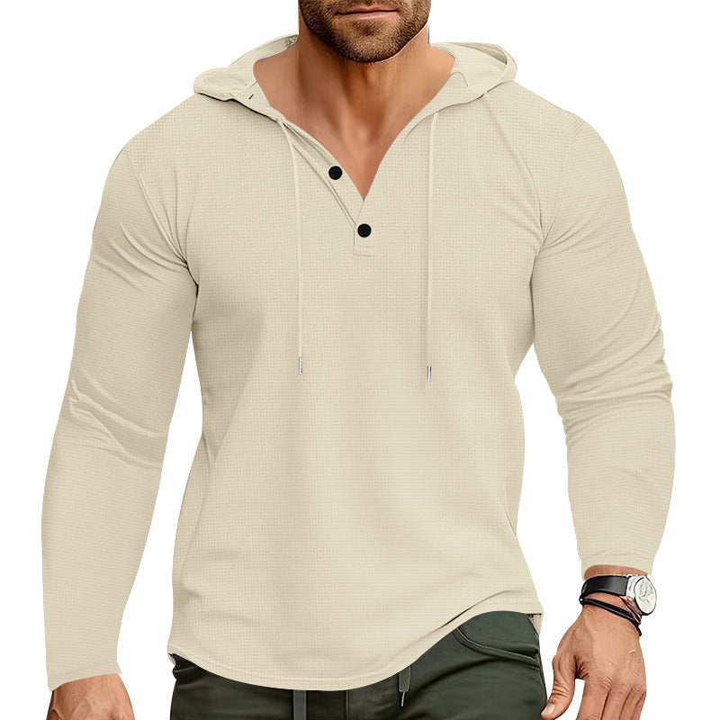 Men's trendy hoodie with textured design and stylish button details Lune London