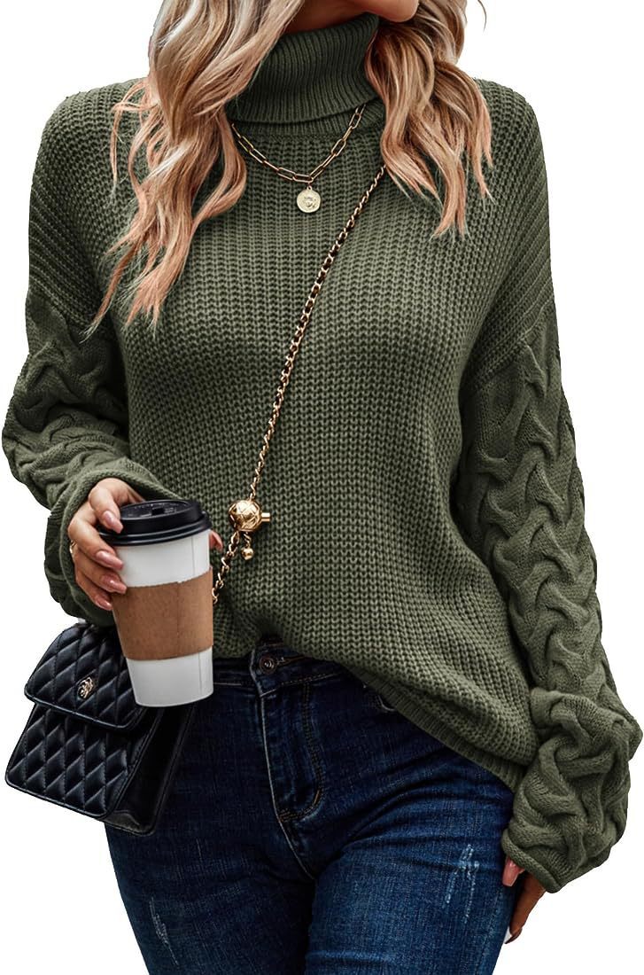 Thick knit sweater for women with a modern cable design and a high collar Lune London