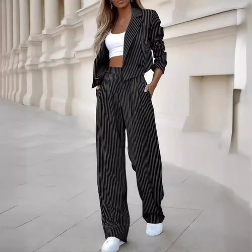 Ladies stylish professional outfit with chic and stylish pinstripe pattern
