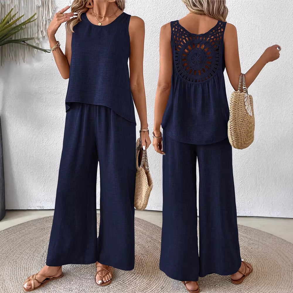 Women's airy summer set with crocheted back and loose fit Lune London