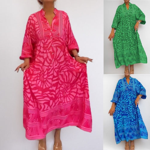 Women's long sleeve tunic dress with modern graphic pattern Amarae