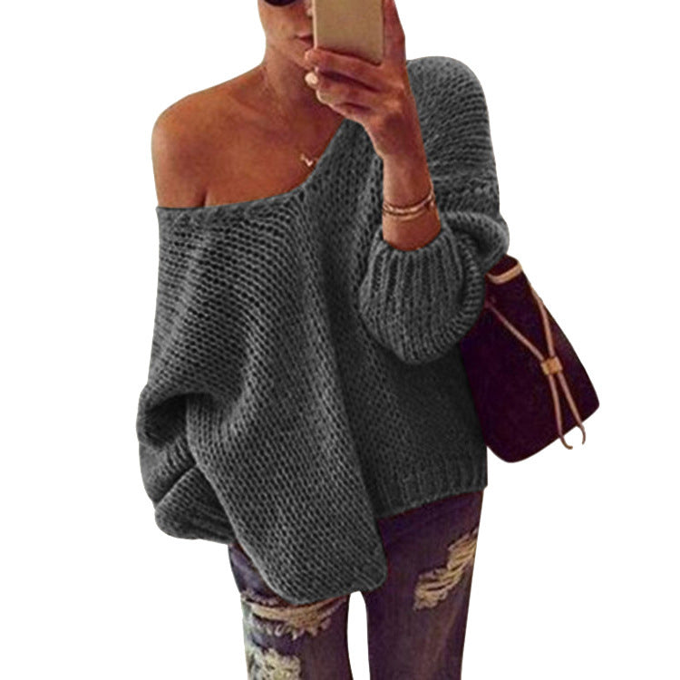 Oversized knitted sweater for women with off-shoulder design and relaxed fit Lune London