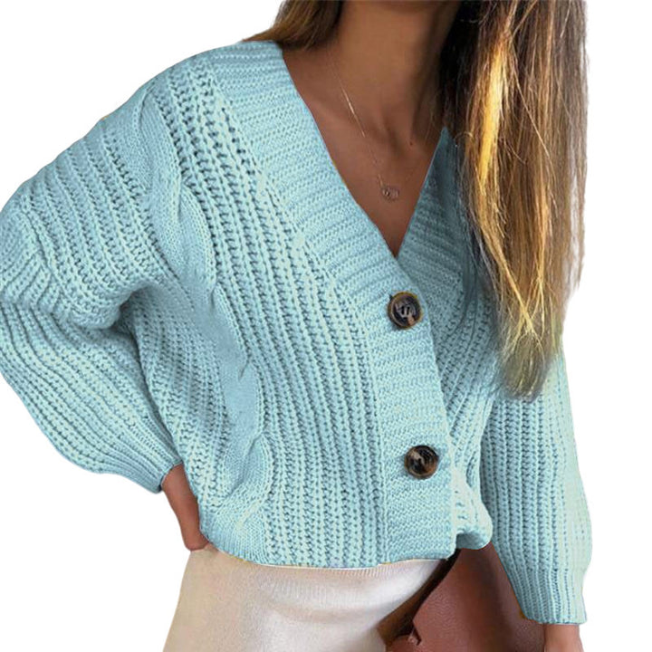 Knitted women's jacket with structured pattern and button details Lune London