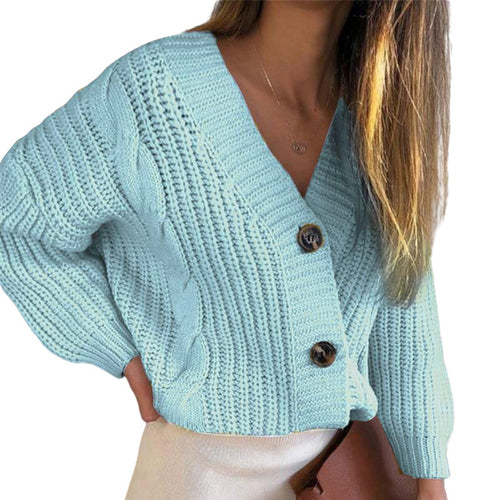 Knitted women's jacket with structured pattern and button details Amarae