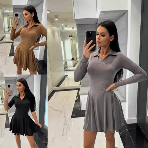 Sport dress for women with polo collar and flared skirt Amarae