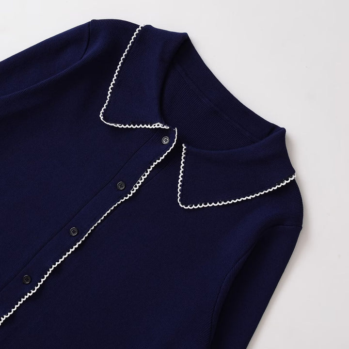 Ladies fashion cardigan with collar and buttonhole Lune London