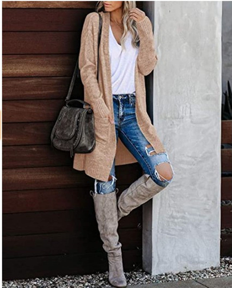 Ladies long open cardigan with relaxed cut Lune London