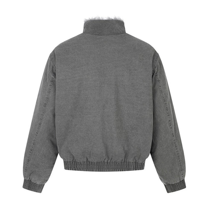 Women's padded denim bomber jacket with teddy collar and elastic hem Amarae