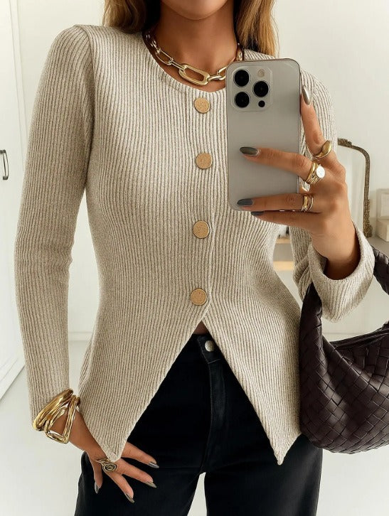 Dames élégant cardigan avec boutons décoratifs Chic & Stil