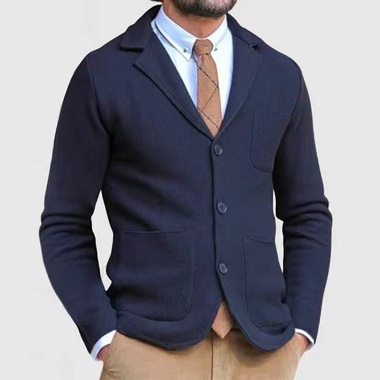 Men's knit jacket with buttons and practical pockets Lune London