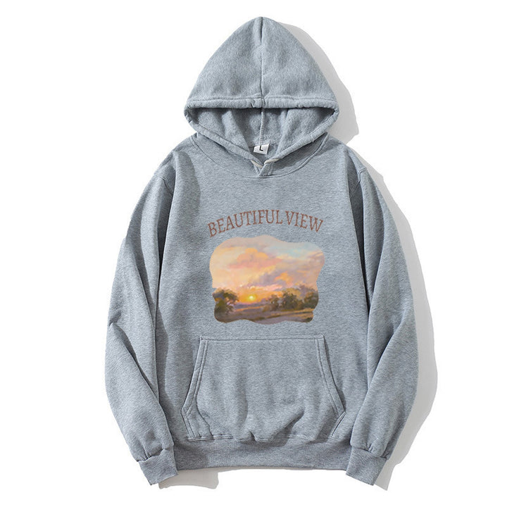Women’s hooded sweatshirt with artistic landscape design Chic & Stil