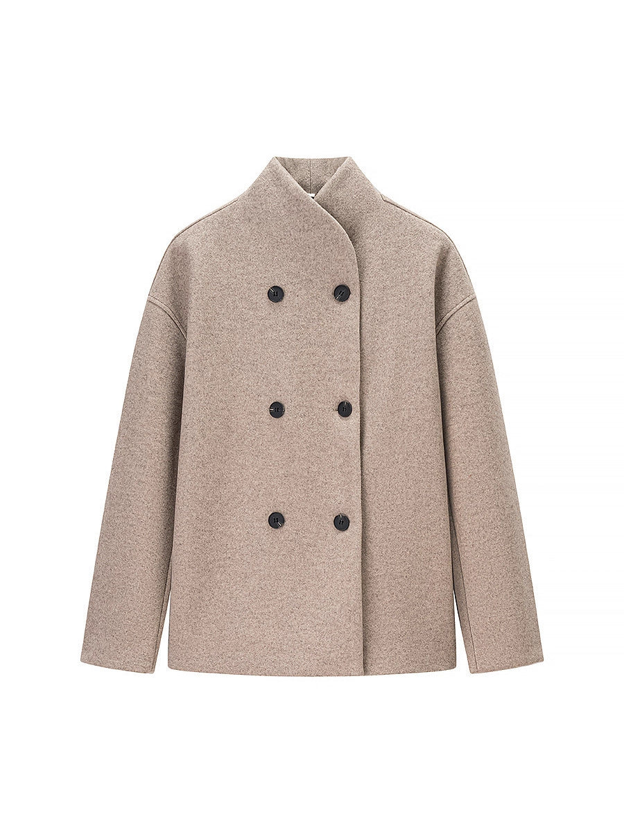 Elegant winter jacket for women with double-breasted buttons and high collar Lune London
