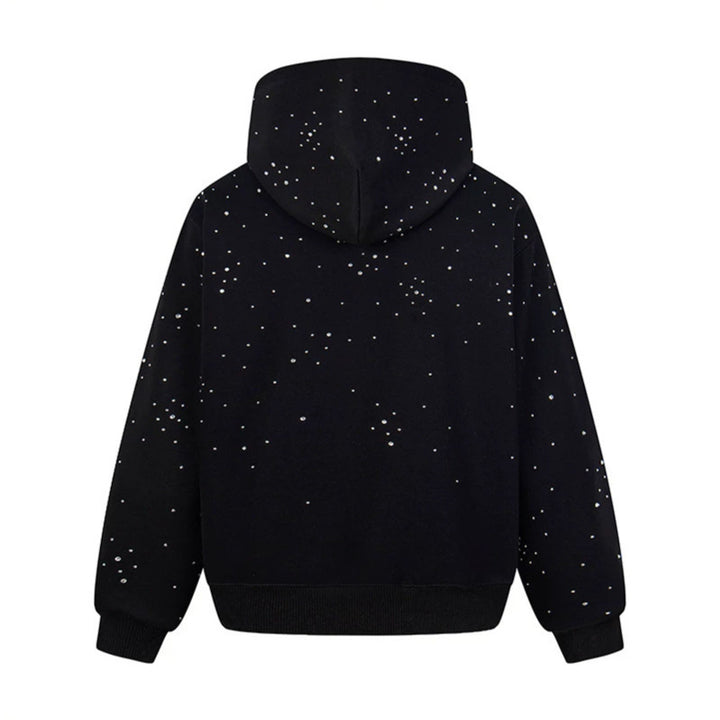 Women’s hoodie with statement print, metallic lettering and paint splatter look Amarae