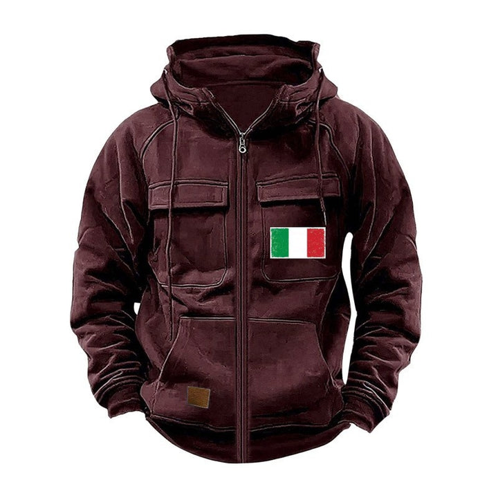 Trendy hooded jacket for men with practical pockets and adjustable collar Lune London
