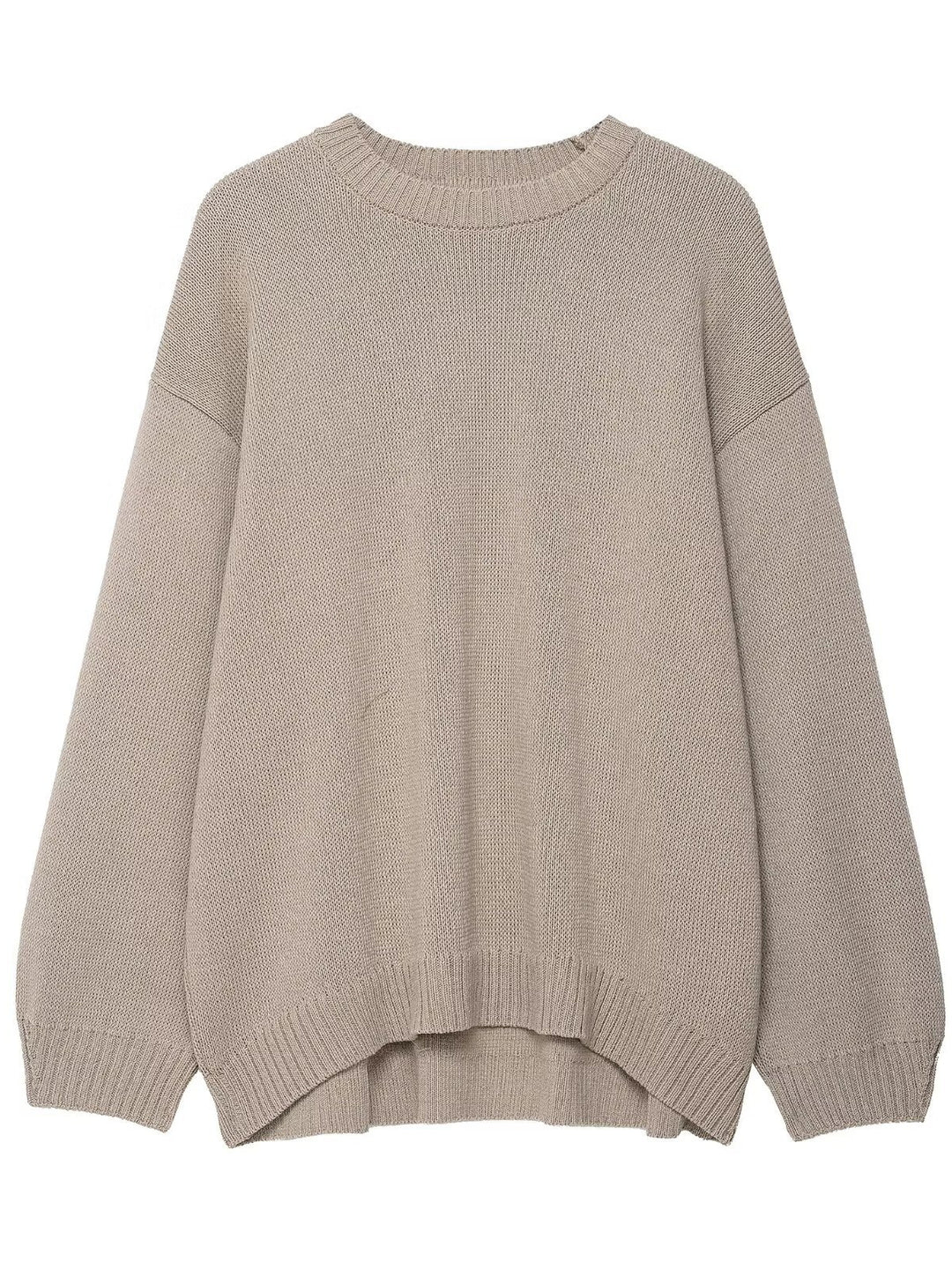 Casual knitted sweater for women with dropped shoulders and wide hem Lune London