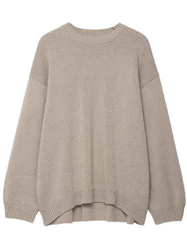 Casual knitted sweater for women with dropped shoulders and wide hem Amarae