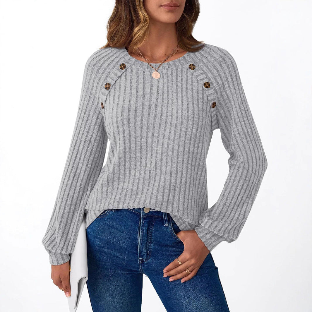 Knitted sweater for women with button details and structured design Lune London