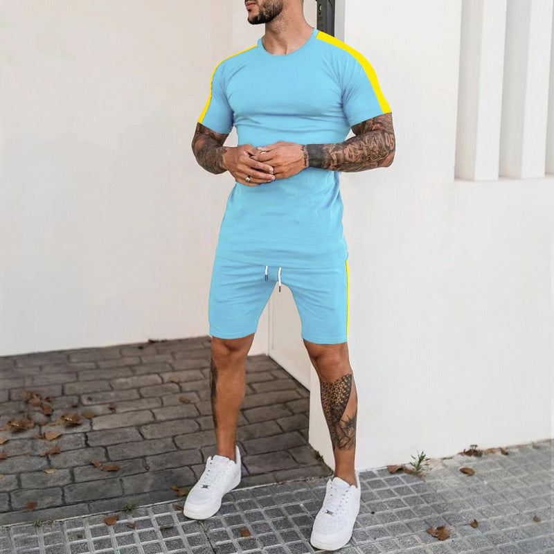 Men's sports set with short sleeves and shorts with contrasting details Lune London