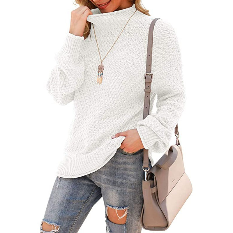 Pull en tricot pour femmes avec col montant et aspect texturé Chic & Stil
