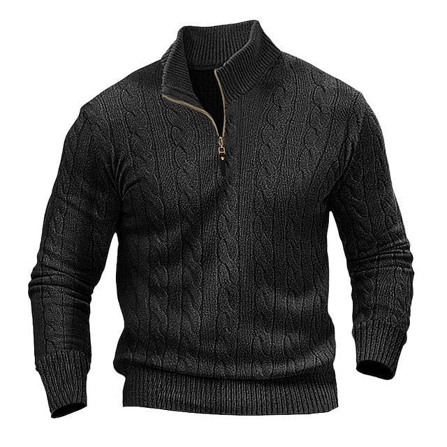 Knit sweater for men with high collar and zipper Lune London