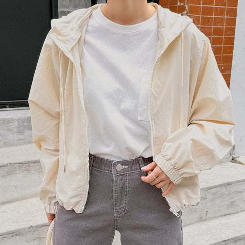 Veste coupe-vent décontractée pour femmes avec cordon de serrage réglable
