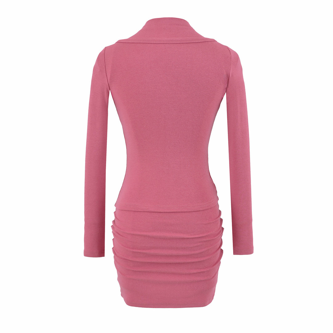 Ladies two-piece knit set with integrated high neck vest and asymmetric button cardigan Amarae