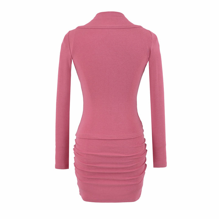 Ladies two-piece knit set with integrated high neck vest and asymmetric button cardigan Amarae