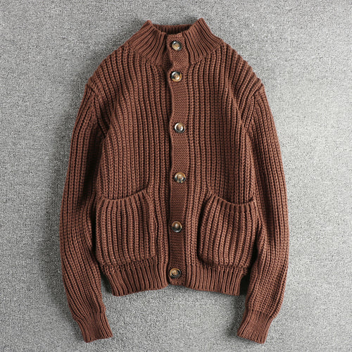 Knit jacket for women with large pockets and button closure Amarae