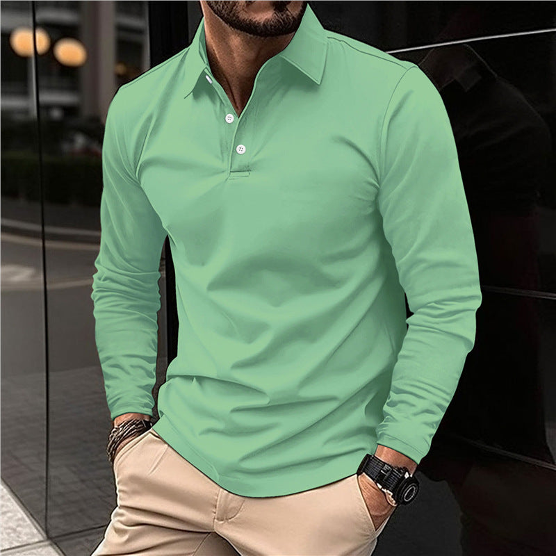Men's Long Sleeve Polo with Modern Collar and High Quality Cotton Lune London