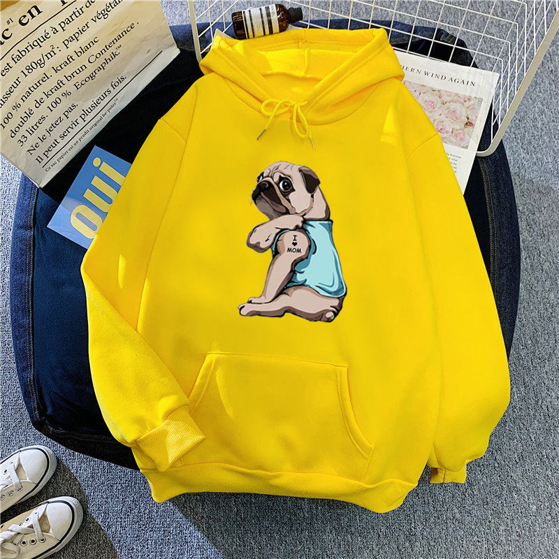 Women's hoodie with cute pug design Chic & Stil