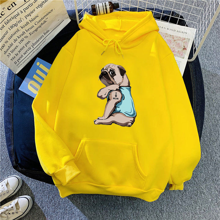Women's hoodie with cute pug design Chic & Stil