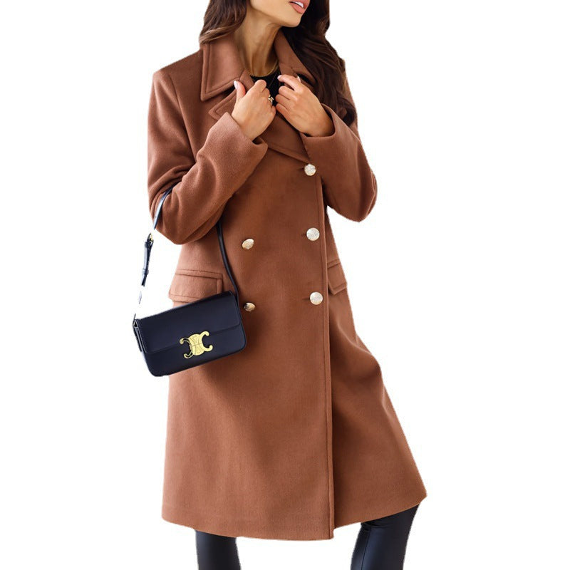 Elegant wool coat for women with trendy double-breasted design Amarae