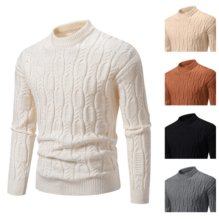 Men's knit sweater with cable design and high collar Lune London