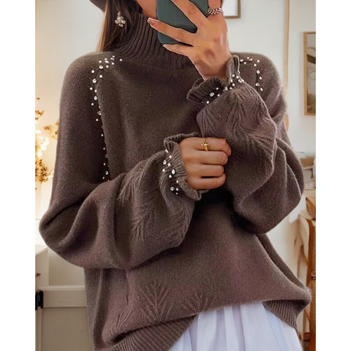Sweater for women with elegant turtleneck and sparkling details Amarae