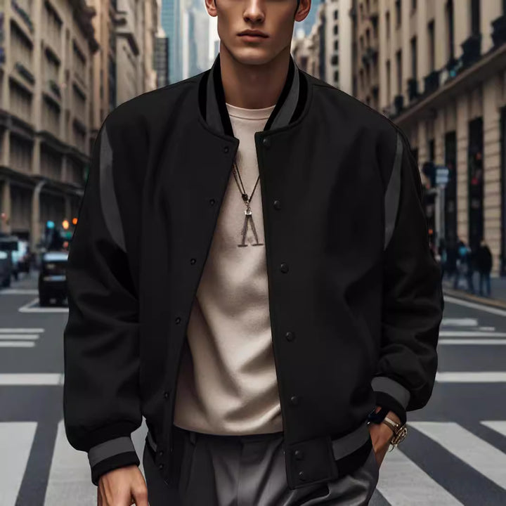 Sporty bomber jacket for men with contrasting sleeves and high-quality buttons Lune London