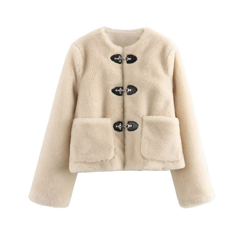 Women fleece jacket with decorative buttons Amarae