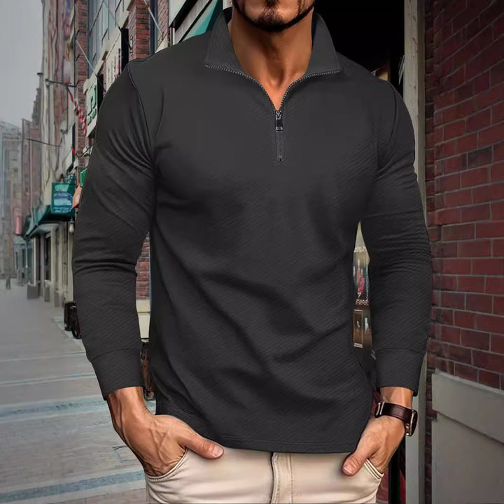 Functional pullover for men with short zip and sporty cut Lune London