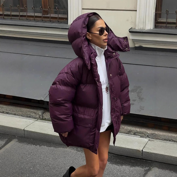 Women's Oversize Quilted Jacket with Hood and Padded Thermal Lining Amarae