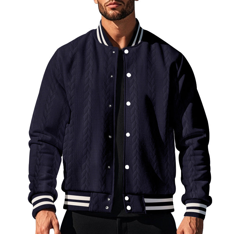 Urban university jacket for men with structured knit design Lune London