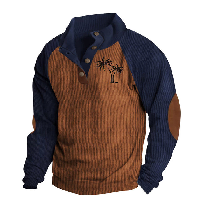 Casual men's sweater with trendy high collar and contrasting sleeve structures Lune London