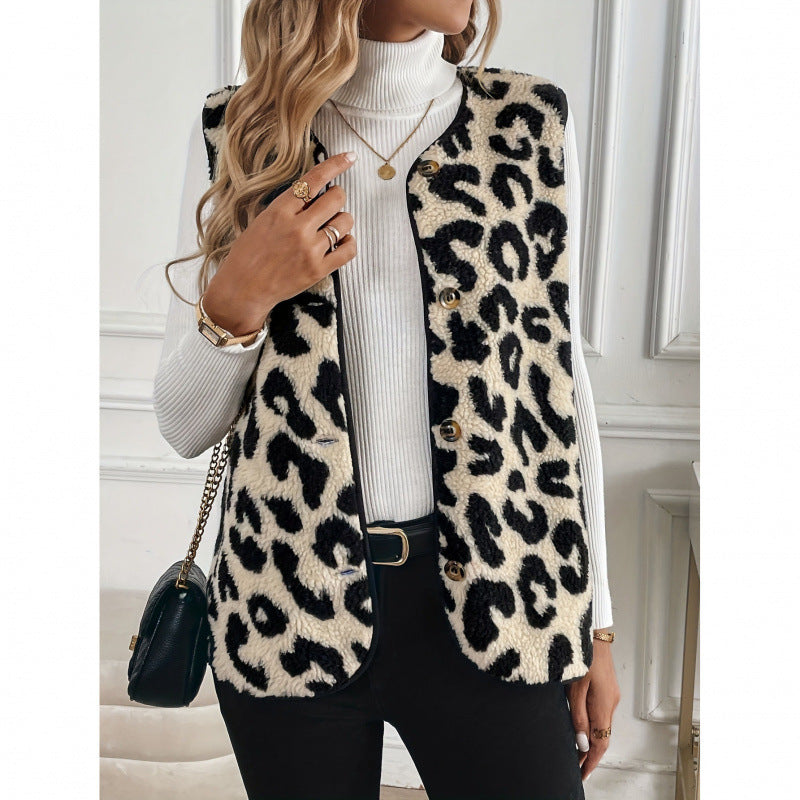 Ladies Comfortable Vest with Chic Leopard Pattern and Style