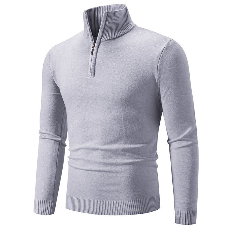 Knitted sweater for men with high collar and practical zipper Lune London