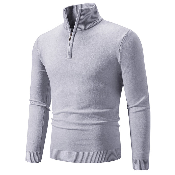 Knitted sweater for men with high collar and practical zipper Lune London