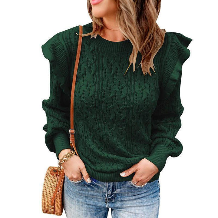 Oversized knitted sweater for women with ruffles Lune London
